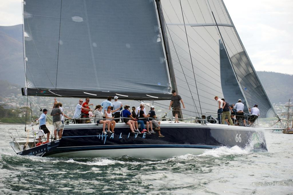 Tasmanian Premier Will Hodgman on the helm of Audere in today's Lexus of Hobart King of the Derwent race today - 2015 Lexus of Hobart King of the Derwent. © Dane Lojek